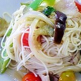 夏野菜とソーメンで和風パスタ風